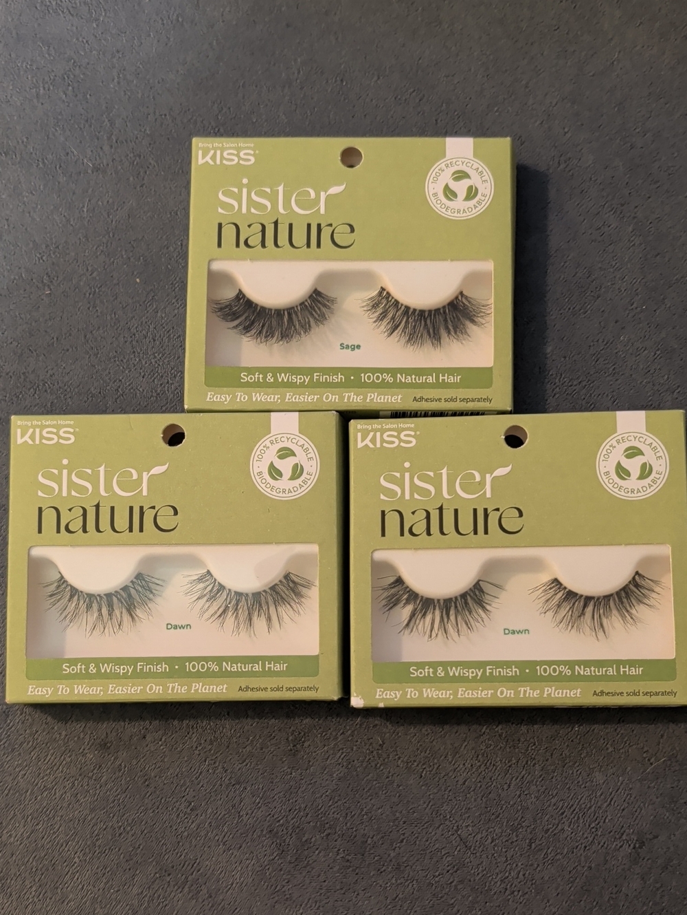 KISS Sister Nature False Lashes - Sage & Dawn (Green Packaging) 3 Count